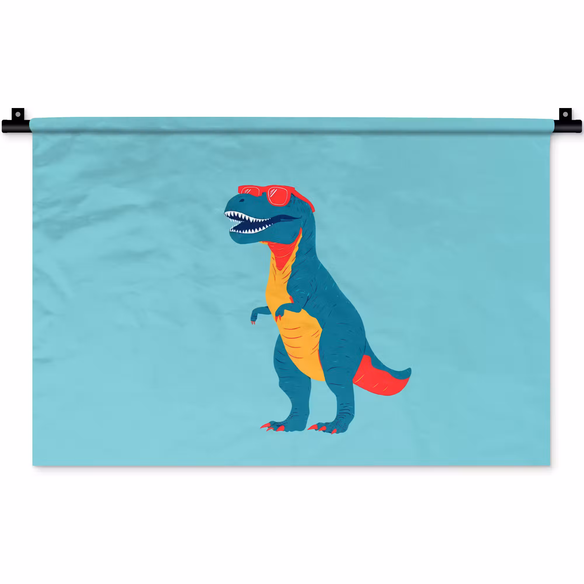 Wandteppich - Dinosaurier - Blau - Sonnenbrille