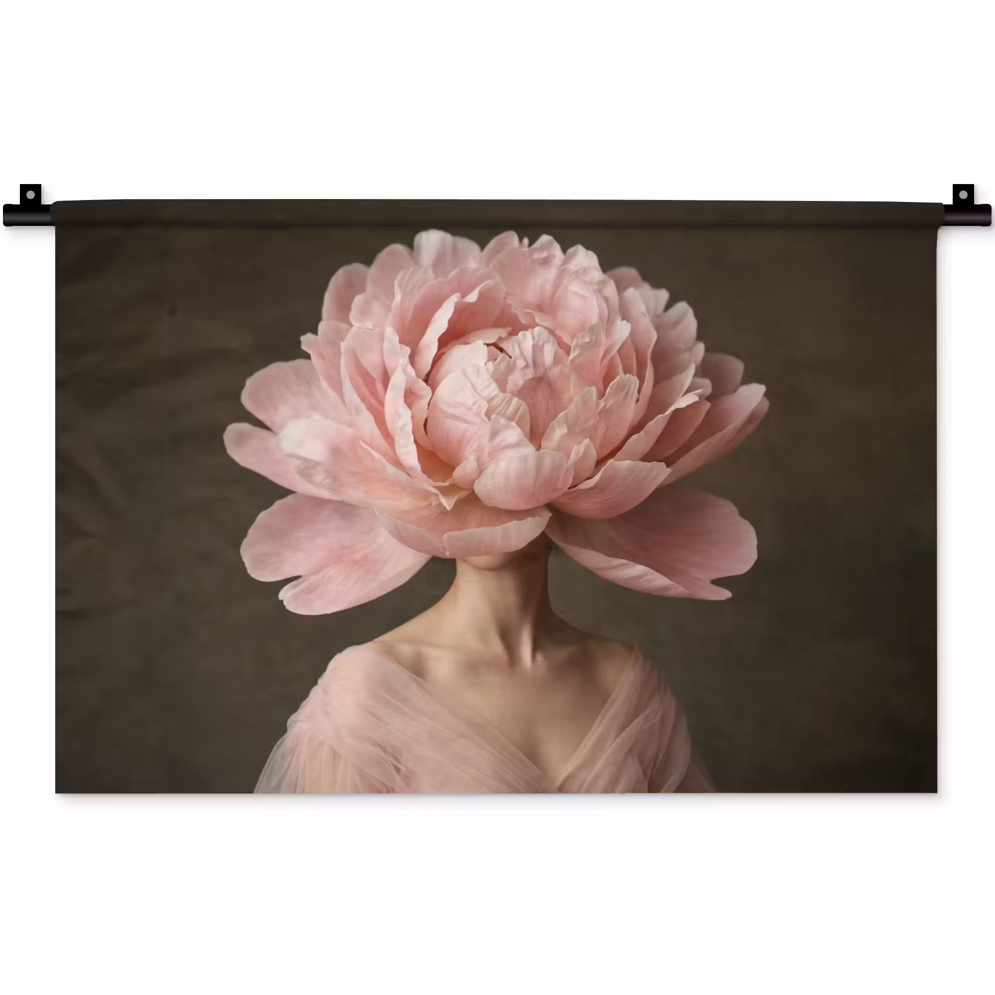 Wandteppich - Gesicht - Rose - Rosa