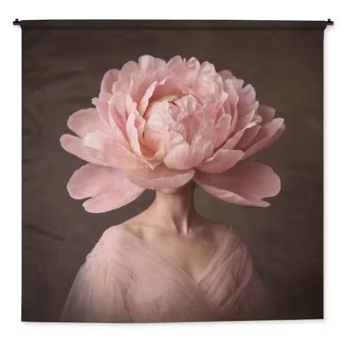 Wandteppich - Gesicht - Rose - Rosa