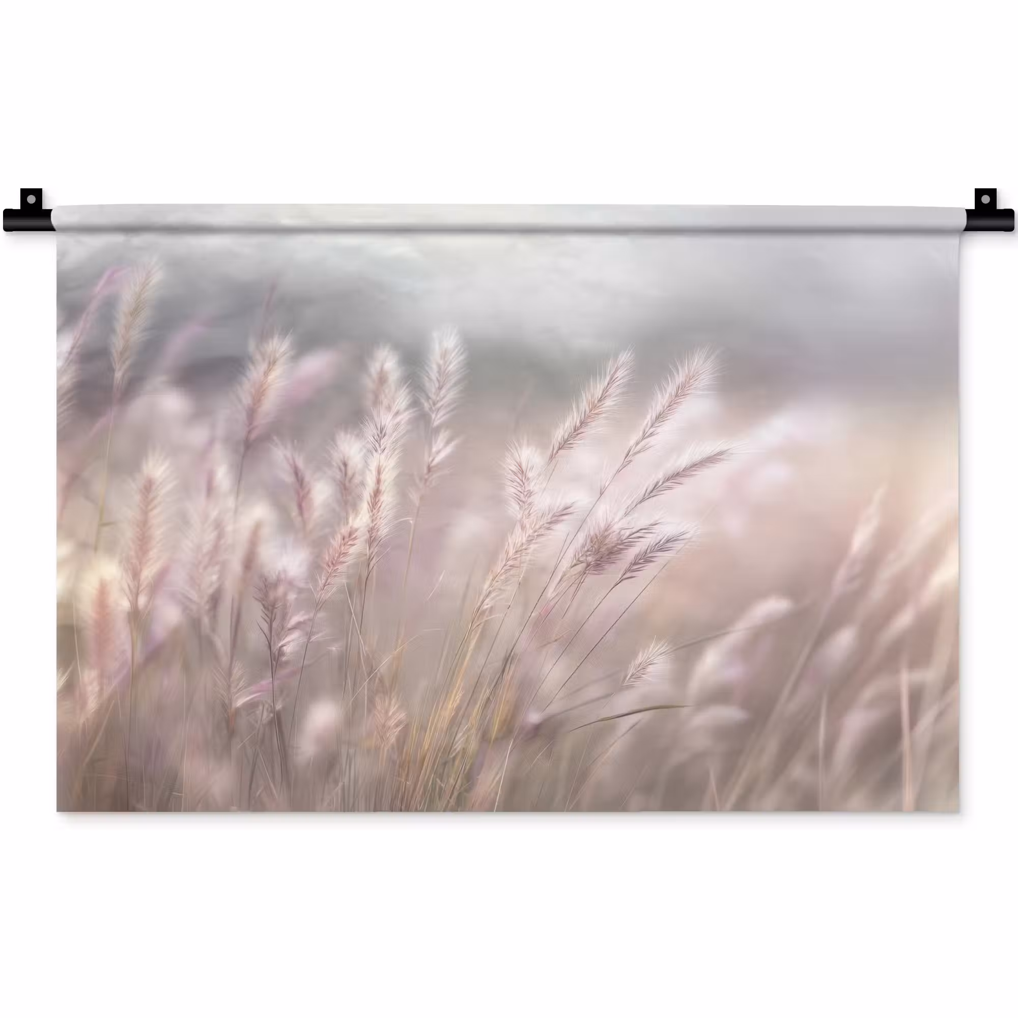 Wandteppich - Grasbüschel - Wind - Beige - Neblig