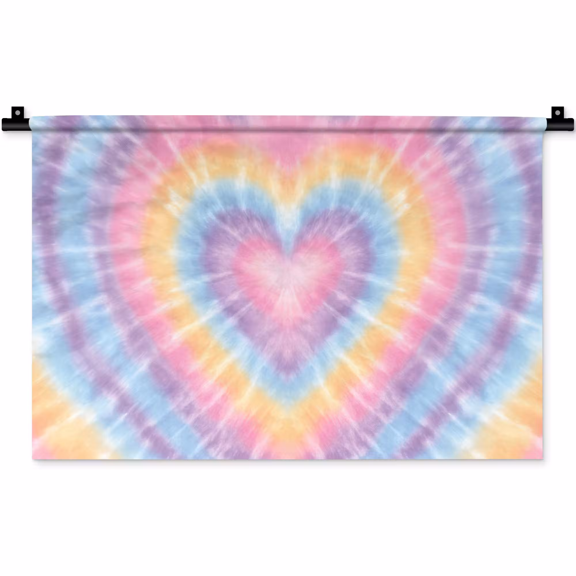 Wandteppich - Herzform - Pastellfarben - Tie Dye
