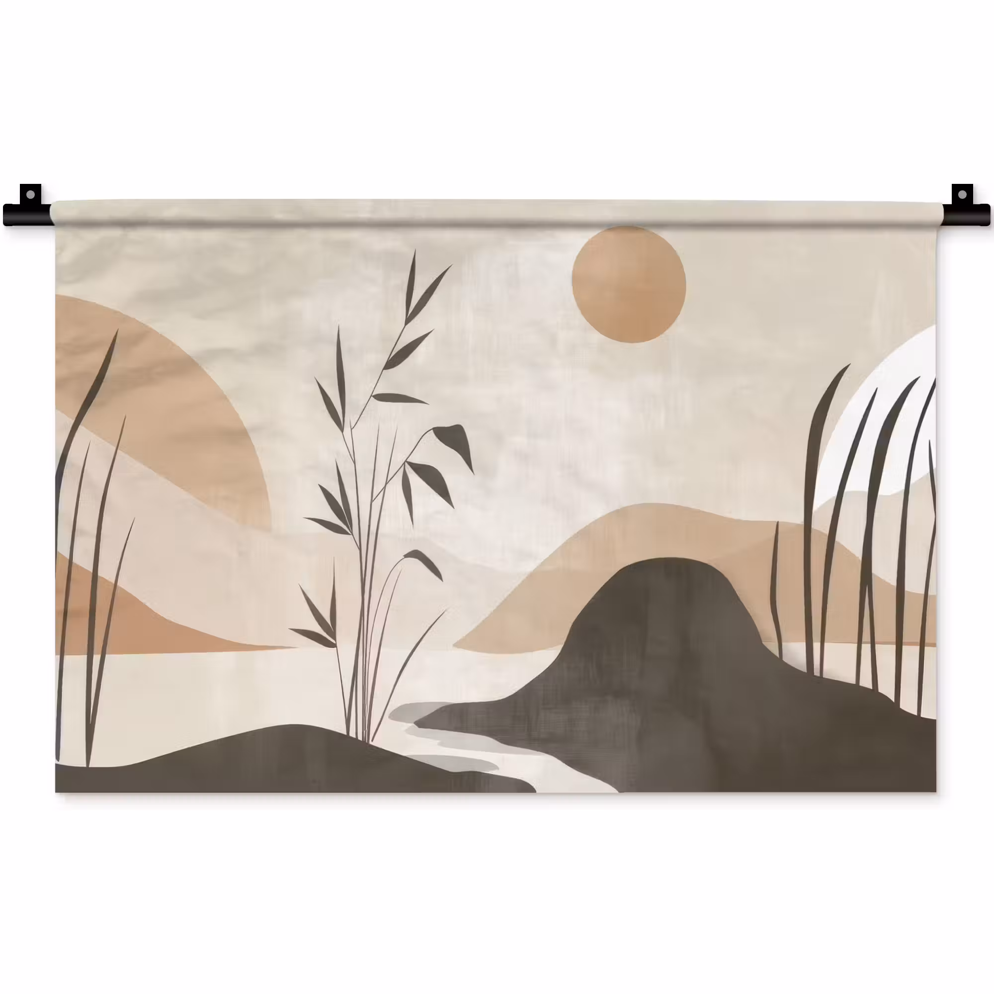 Wandteppich - Japandi - Landschaft - Beige