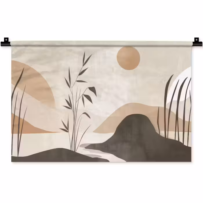 Wandteppich - Japandi - Landschaft - Beige