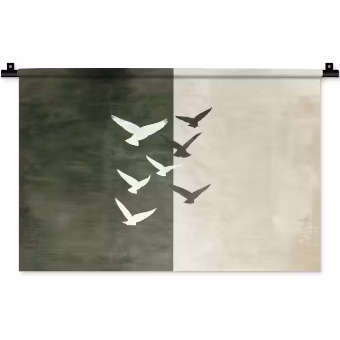 Wandteppich - Japandi - Vogel - Grün