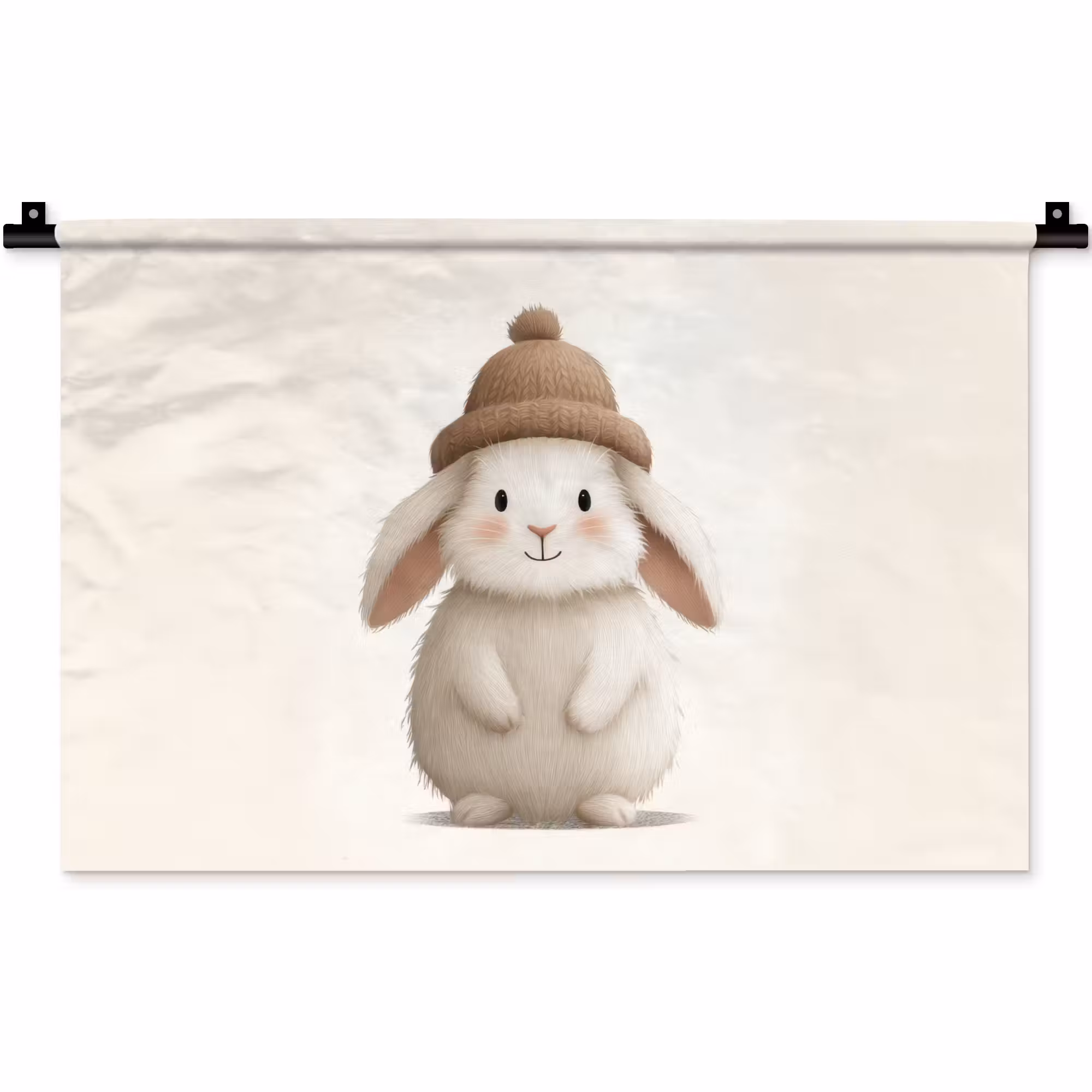 Wandteppich - Kaninchen - Hut - Ohren - Beige
