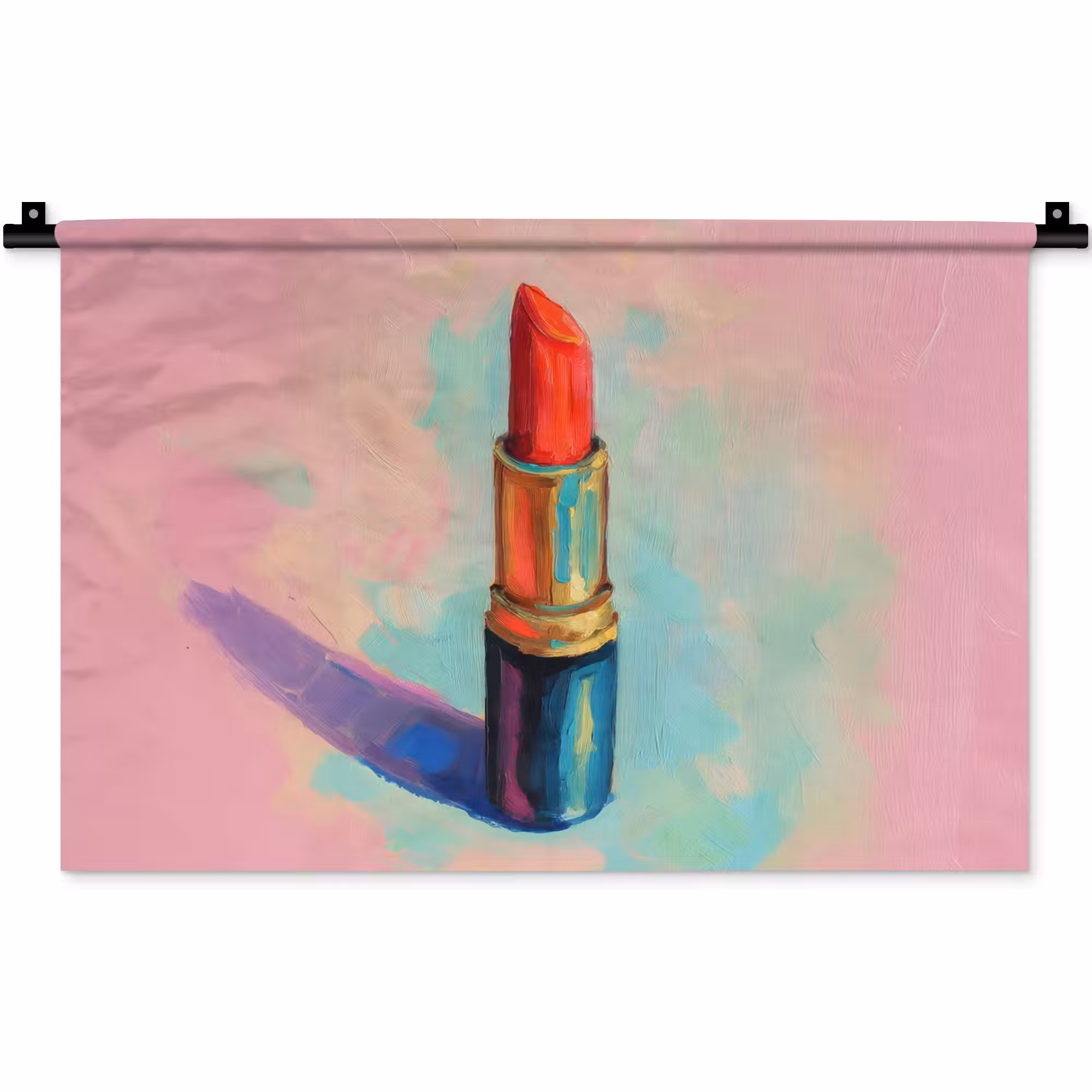 Wandteppich - Lippenstift - Rot - Pinselstriche