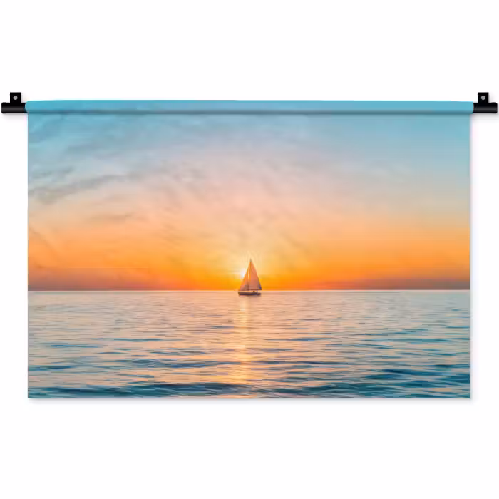 Wandteppich - Meer - Segelboot - Sonnenuntergang