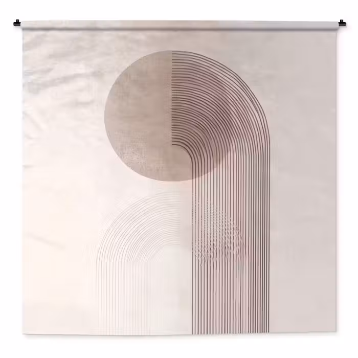 Wandteppich - Minimalistisch - Kreis - Hellgrau
