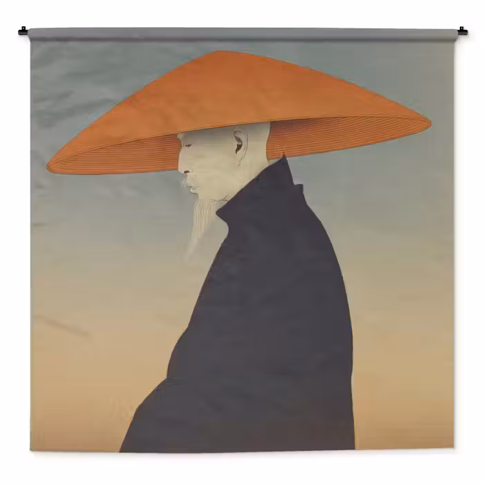 Wandteppich - Minimalistisch - Scherenschnitt - Orange