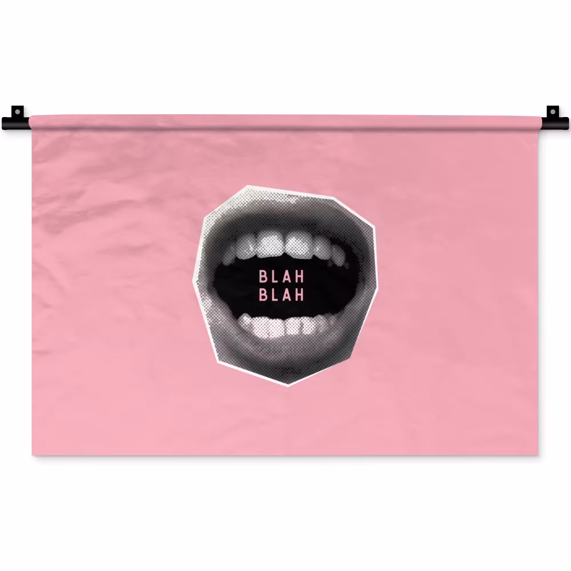 Wandteppich - Mund - BLAH BLAH - Rosa
