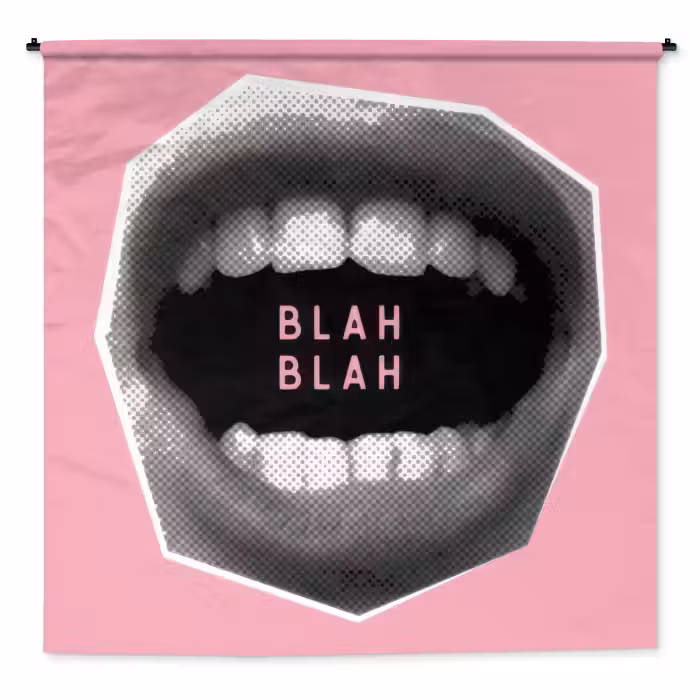 Wandteppich - Mund - BLAH BLAH - Rosa