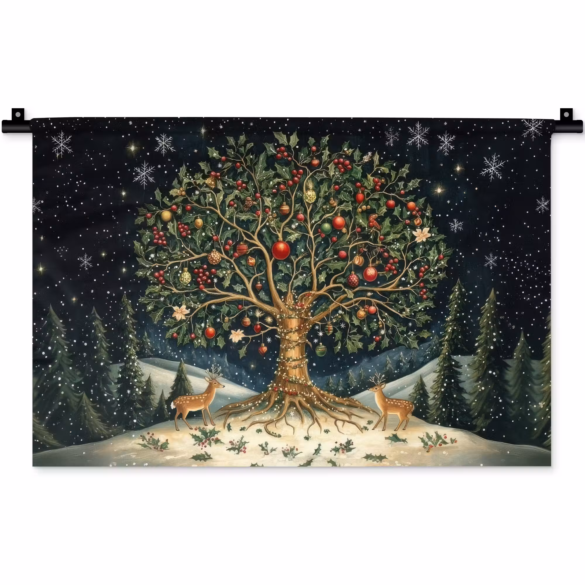 Wandteppich - Partybaum - Winterhimmel - Farbenfroh