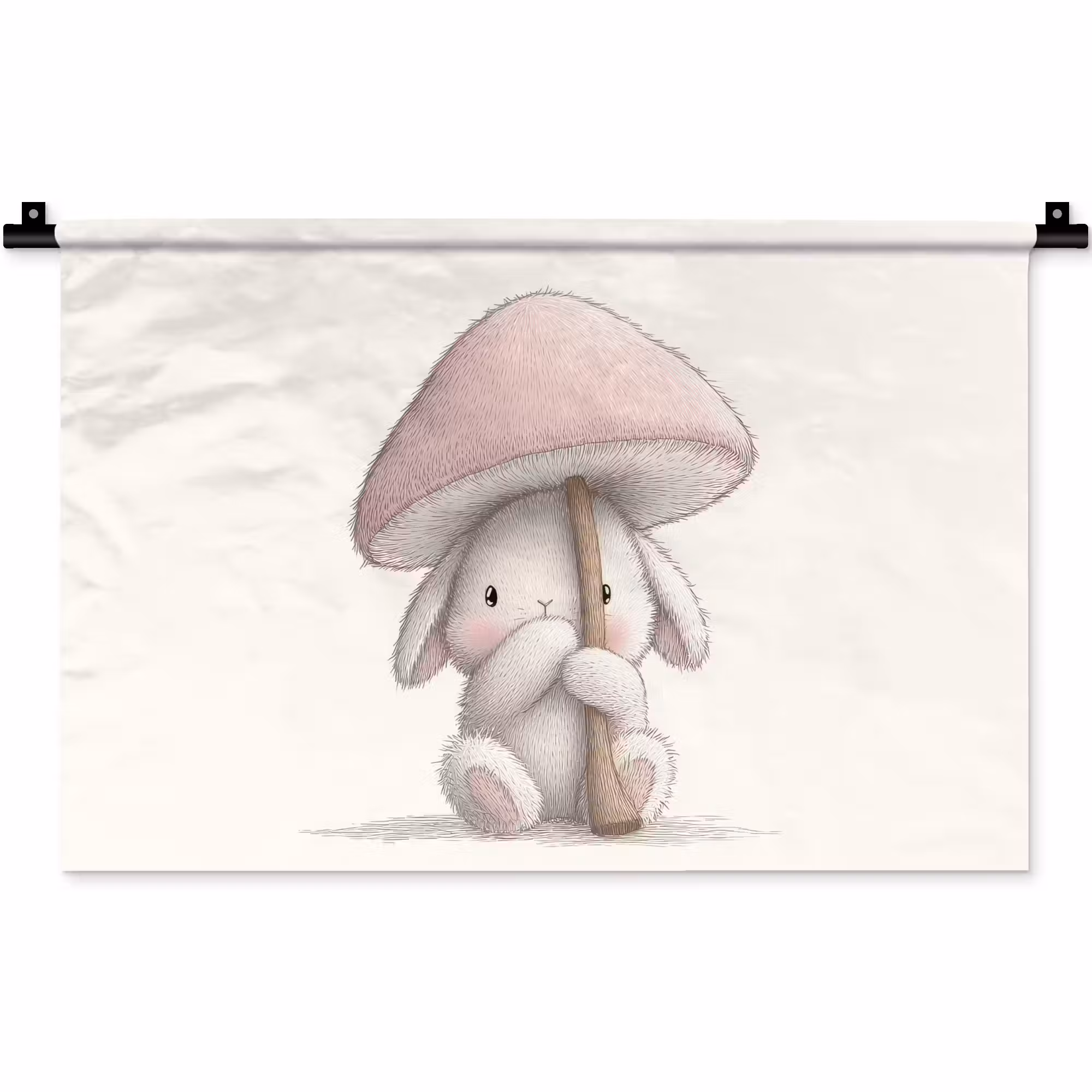 Wandteppich - Pilz - Kaninchen - Rosa