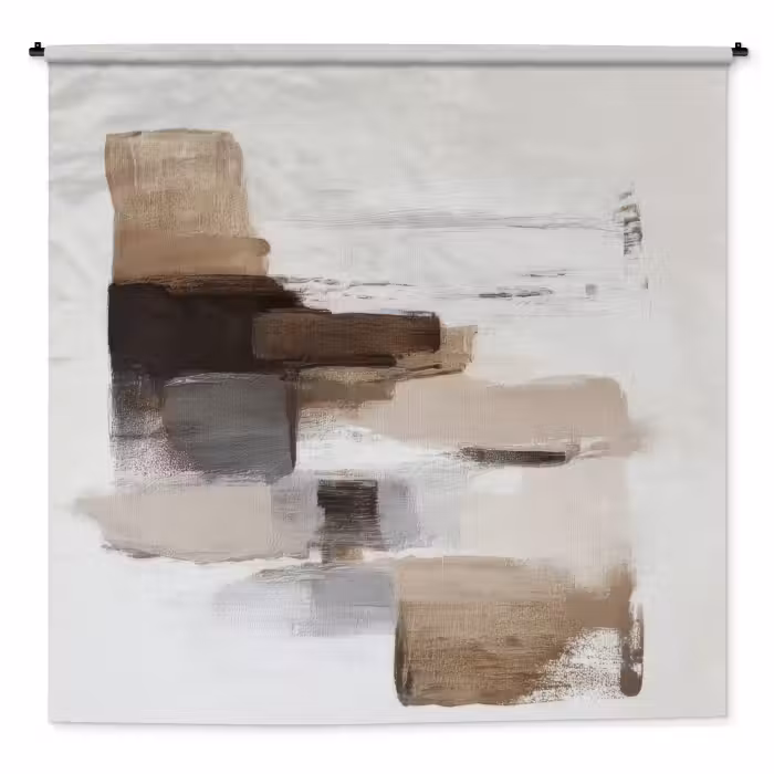 Wandteppich - Pinselstriche - Balance - Beige - Braun