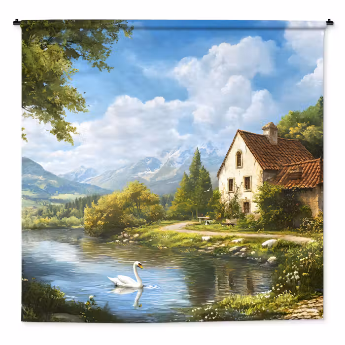 Wandteppich - Schwan - Bäume - Ruhe