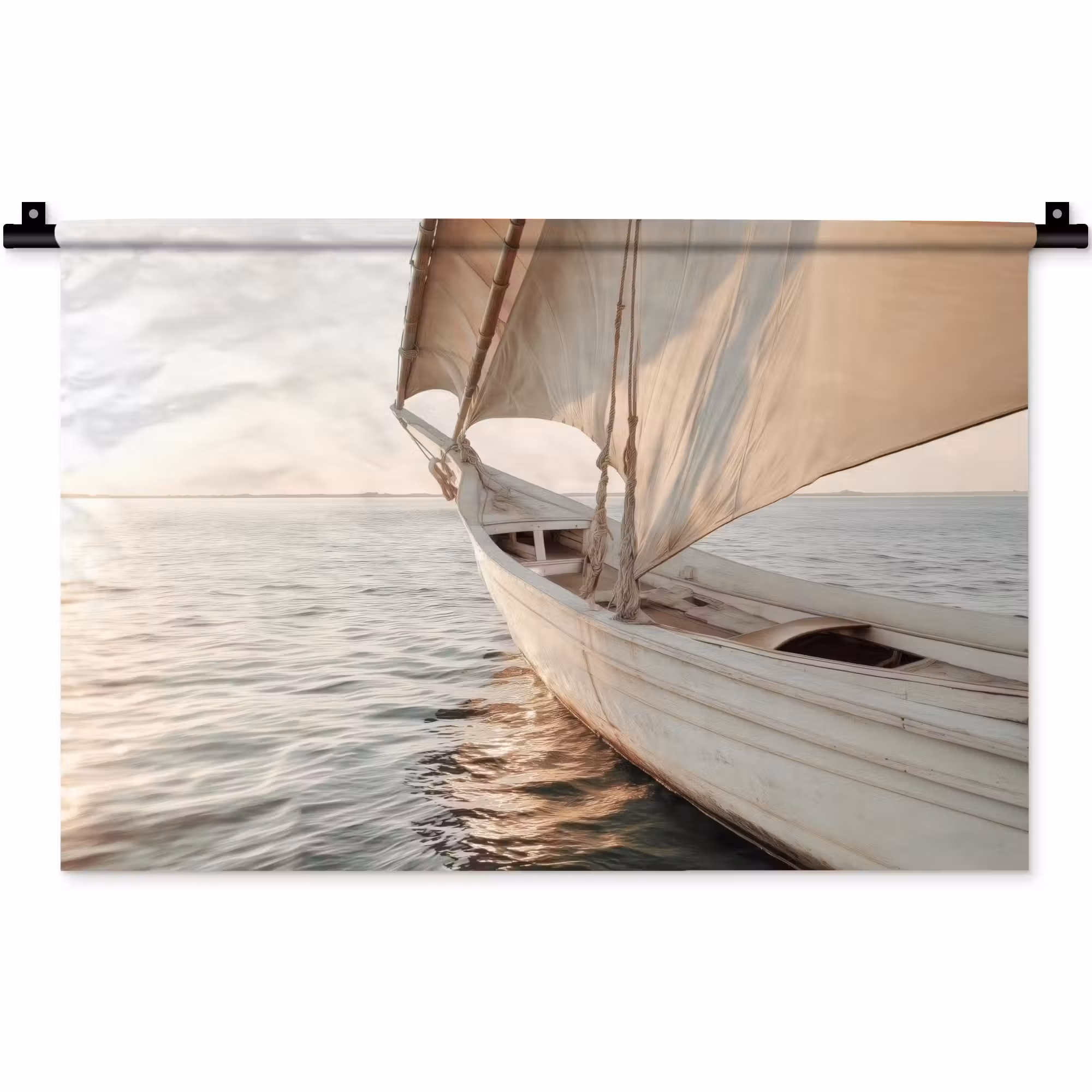 Wandteppich - Segelboot - Meer - Beige - Sonne