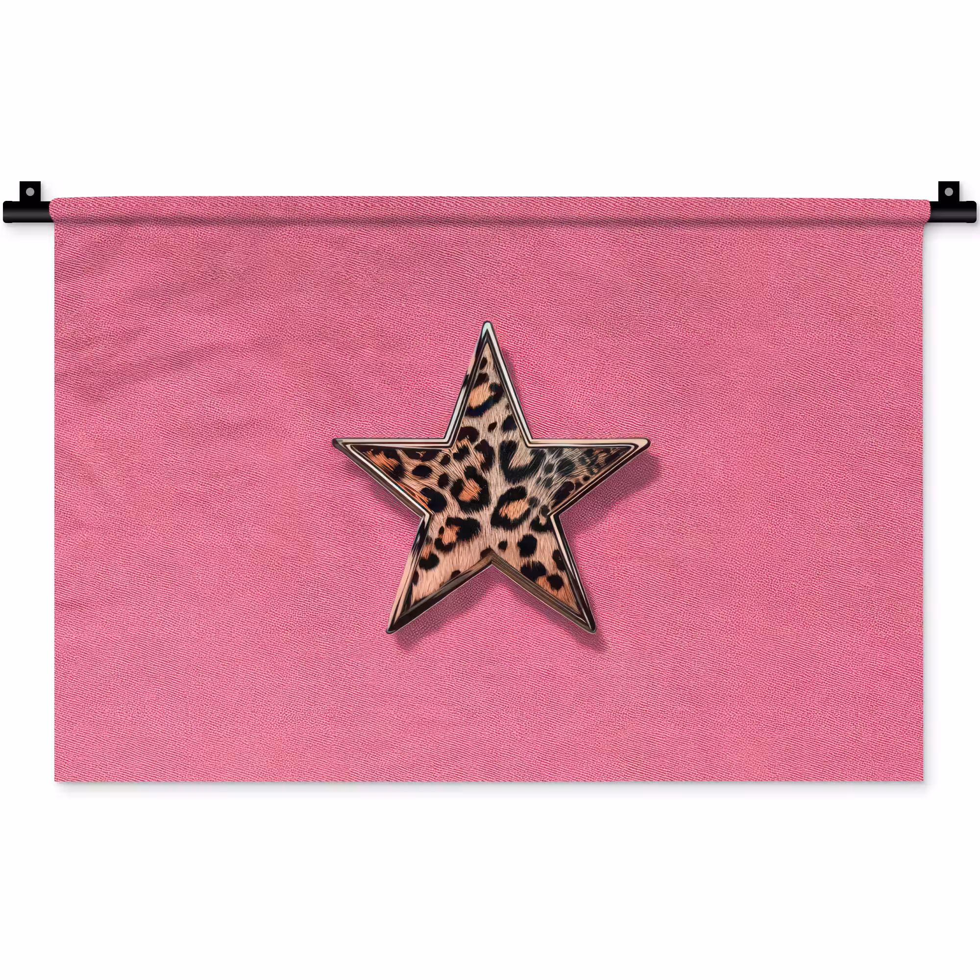Wandteppich - Stern - Leopard - Druck - Rosa
