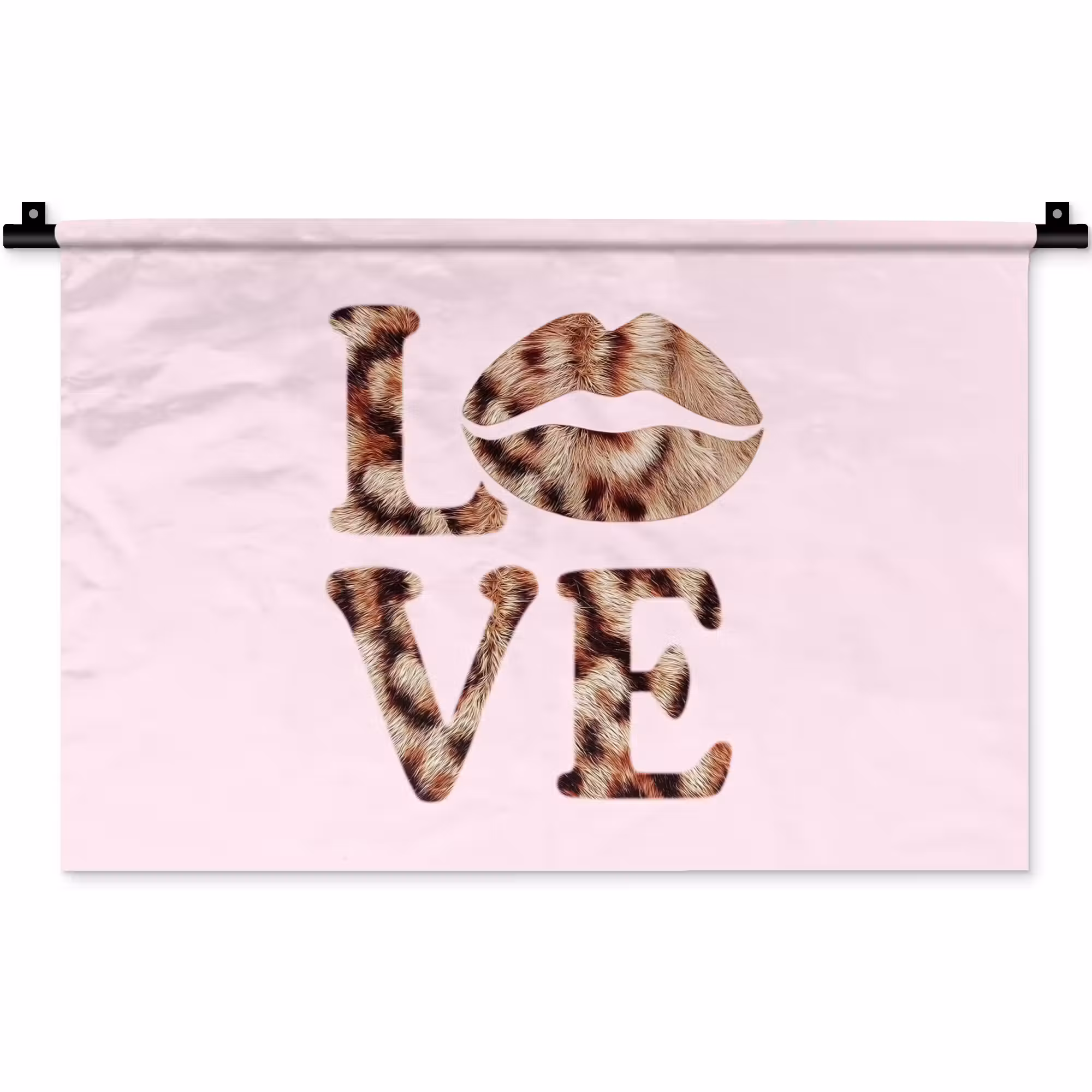 Wandteppich - Text - Liebe - Panthermantel - Hellrosa