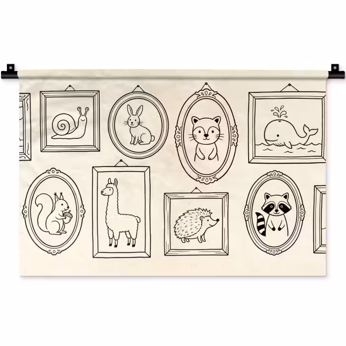Wandteppich - Tiere – Illustration – Bilderrahmen – Galerie – Verspielt