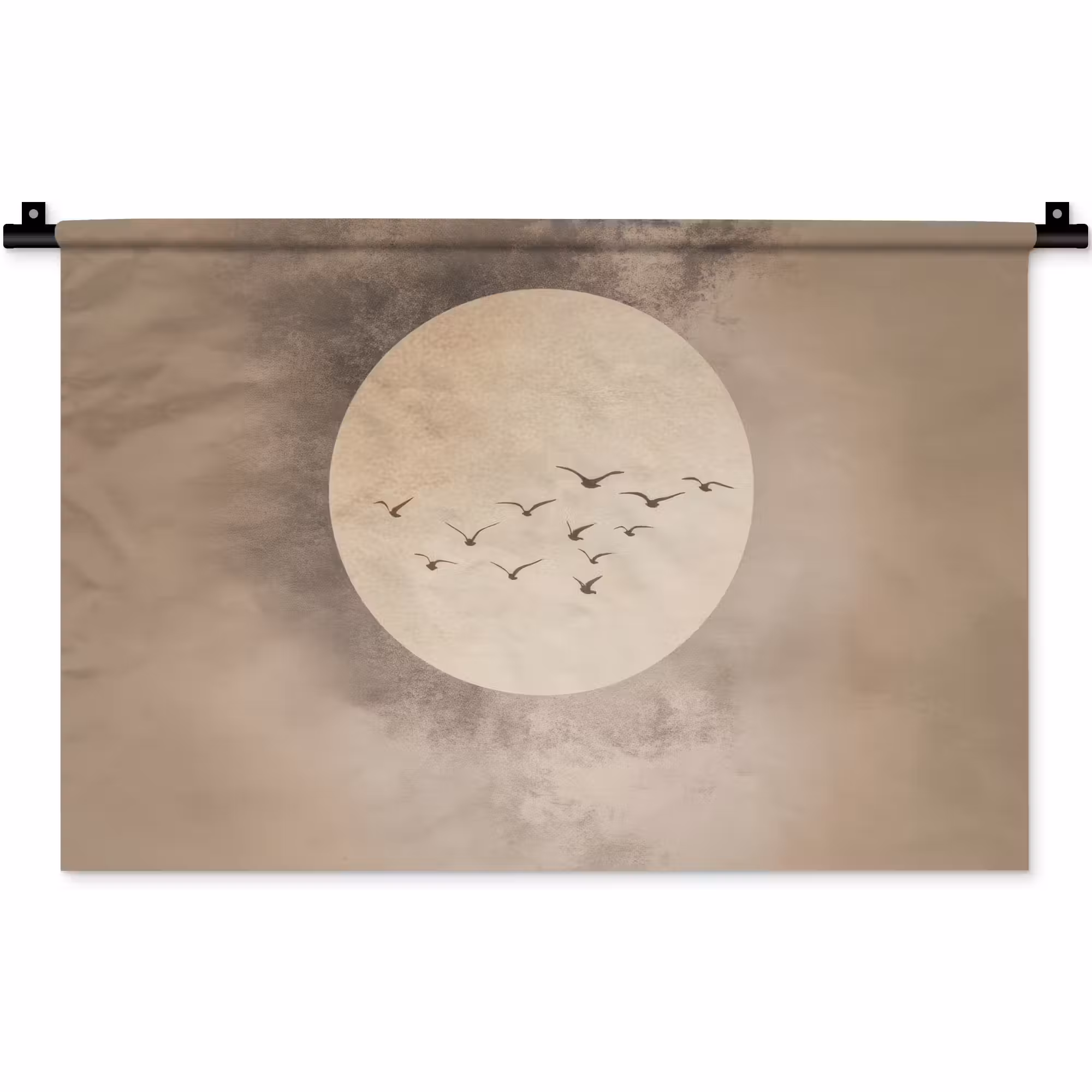 Wandteppich - Vogel - Beige - Japanisch