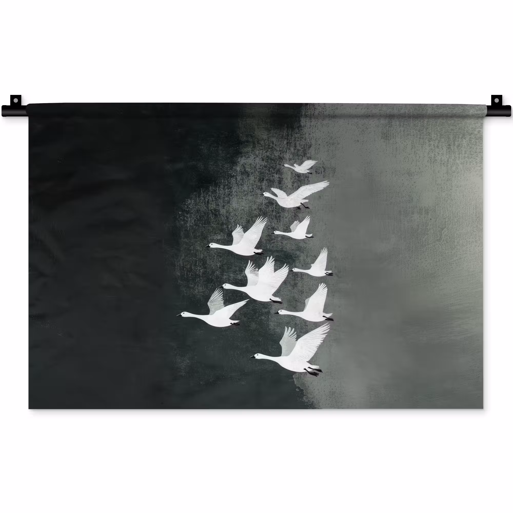 Wandteppich - Vogel - Japandi - Grün