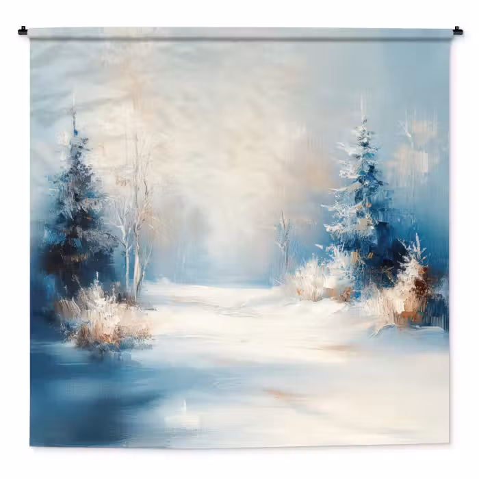 Wandteppich - Wald – Winter – Natur – Abstrakt – Schnee