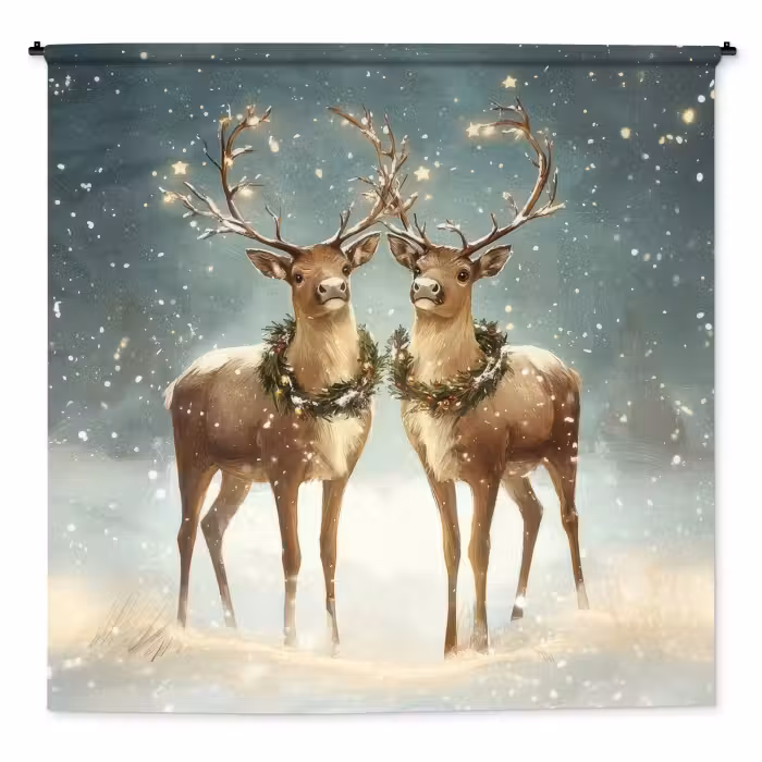 Wandteppich - Weihnachtszauber - Winterwald - Rentier