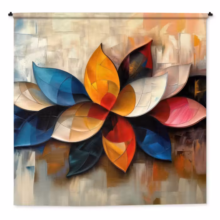Wandteppich - Blume - Abstrakt - Bunt - Blätter