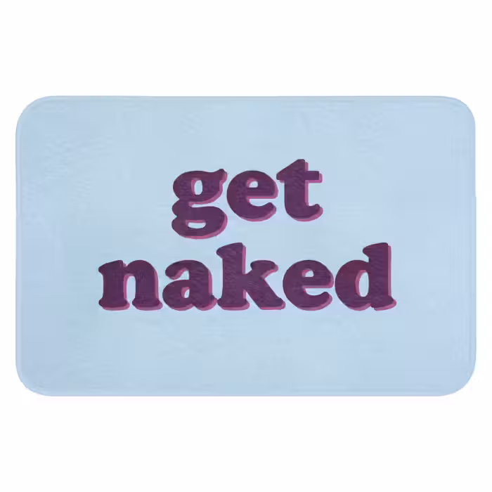 WC Vorleger - Text – Get naked – Blau