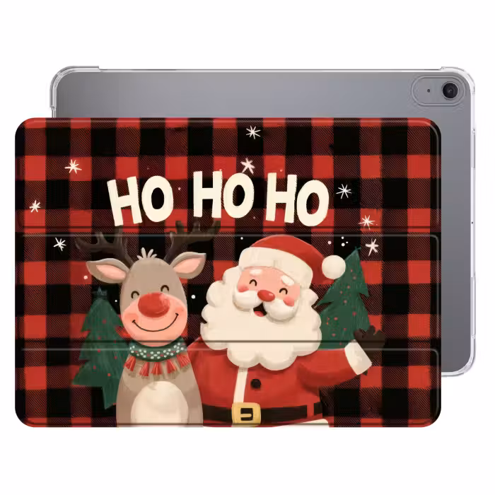 iPad-Hülle - Weihnachtsmann - Rentier - Text - Rot - Schwarz